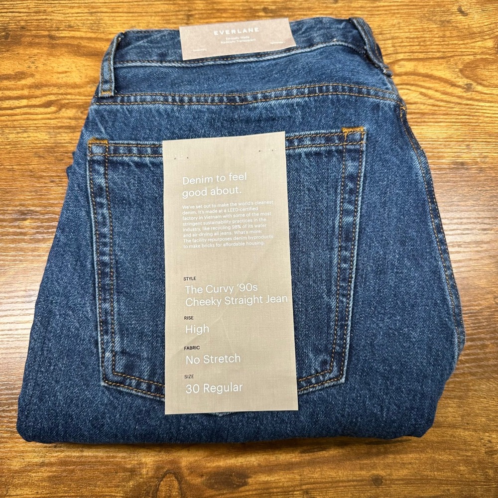 Everlane The Curvy 90s Cheeky Straight Jean‎ High Rise Blue Organic Cotton 30
